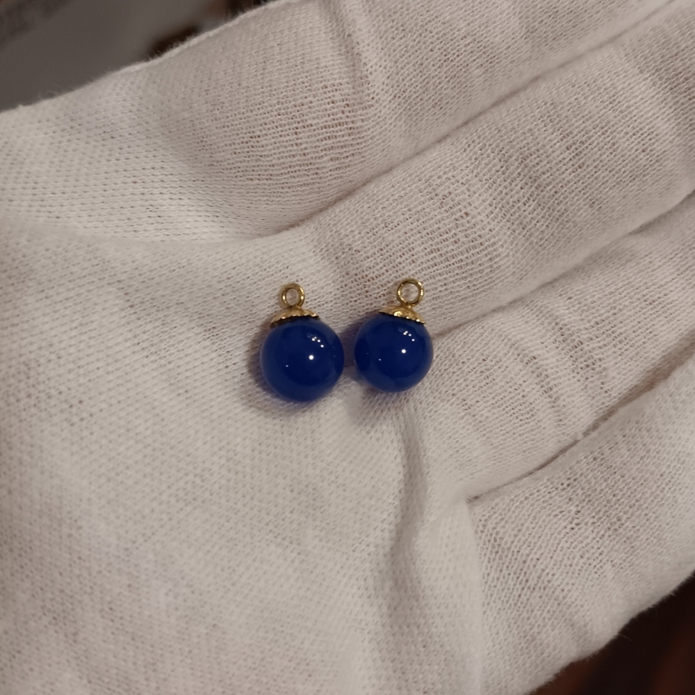 14K Gold Charms for Hoop Earrings Blue